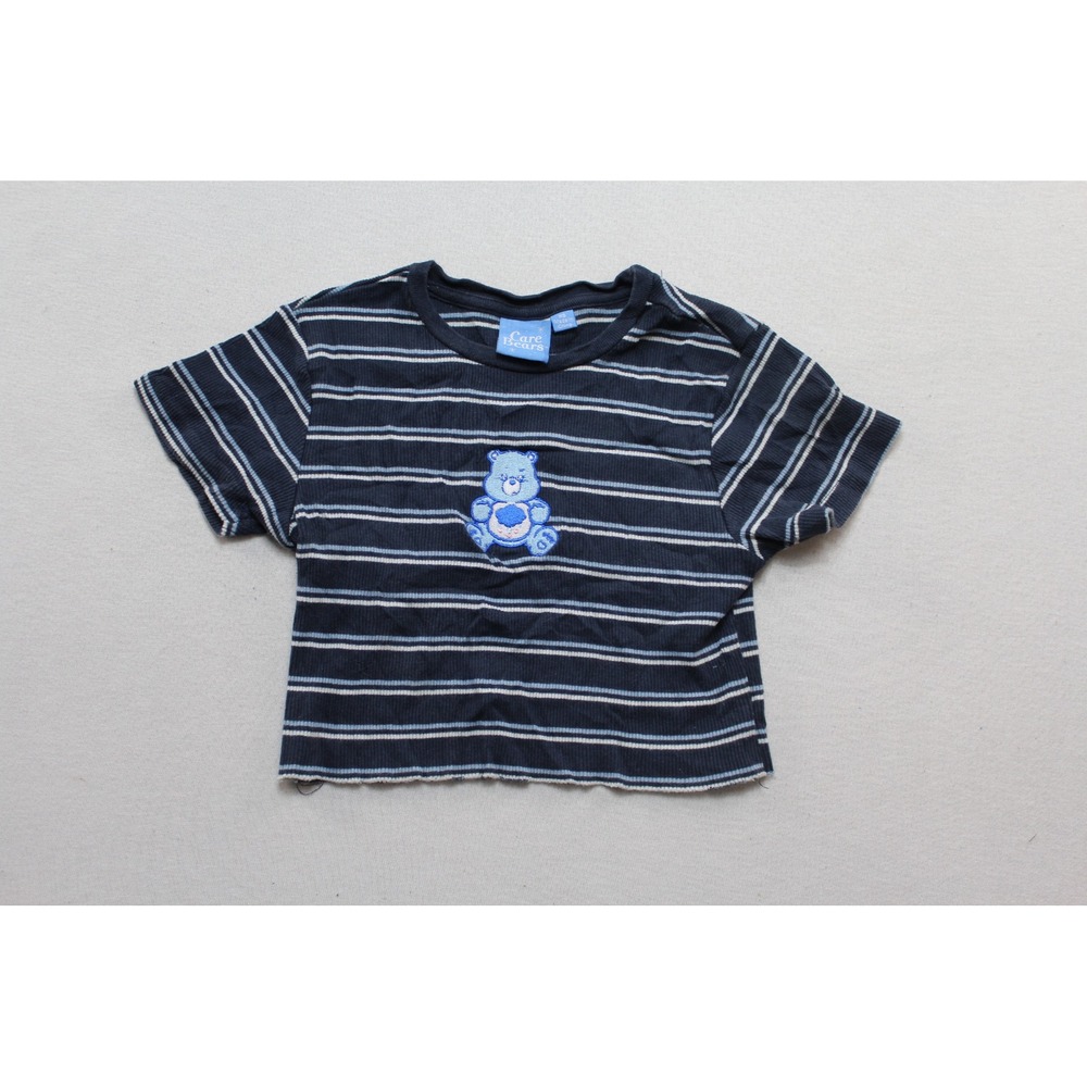Care Bears Cropped Baby Tee Women Extra Small Navy Blue Good Ribbed Y2K Top